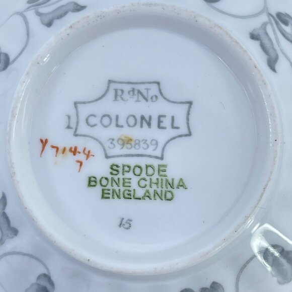 •spode colonel gray bone china cups and saucers set of 3 floral garland gold tri - Picture 6 of 9